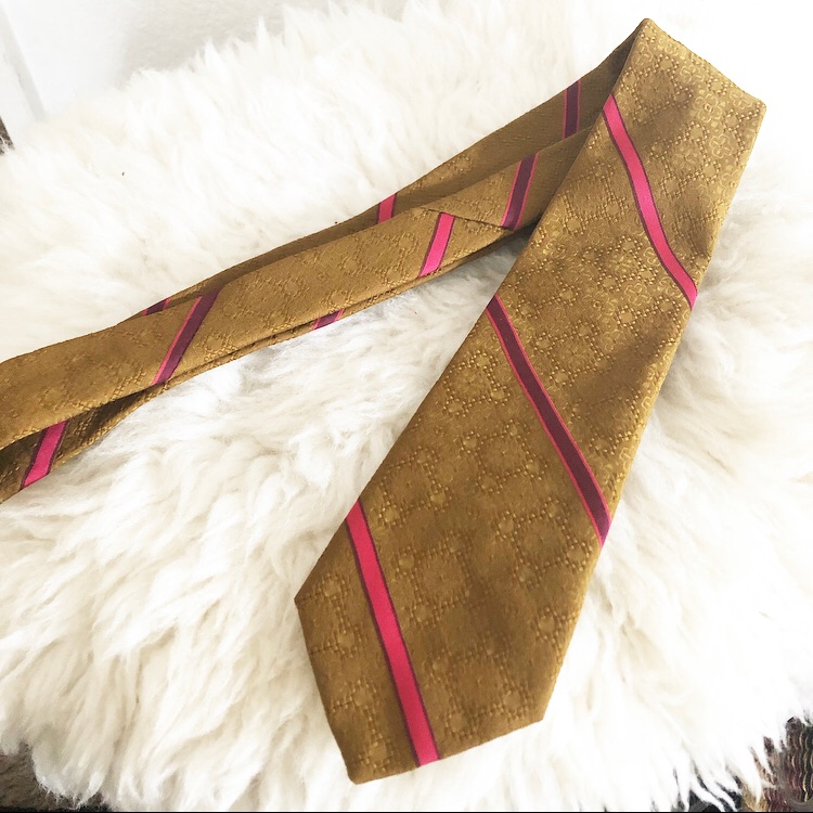 Vintage Mens Mustard & Pink Tie